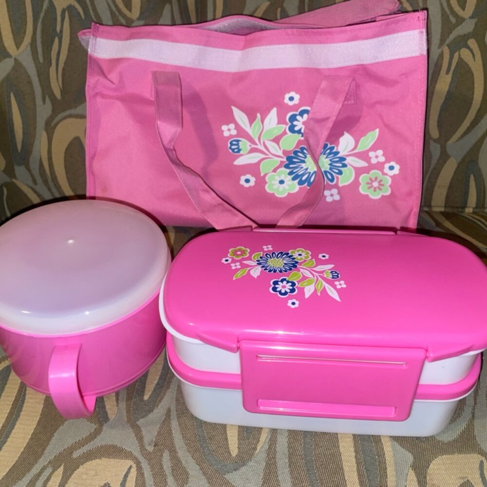 Pink colored Lunch Bento set